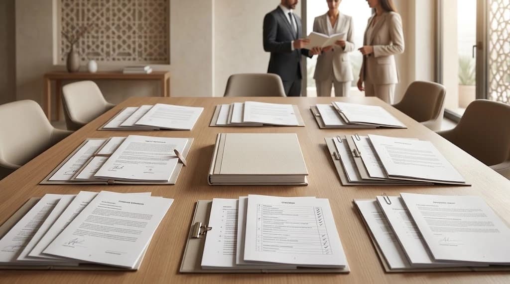 Processus entre signature et réalisation d'une cession de titres au Maroc — documents de transaction et check-list de closing sur une table de réunion.