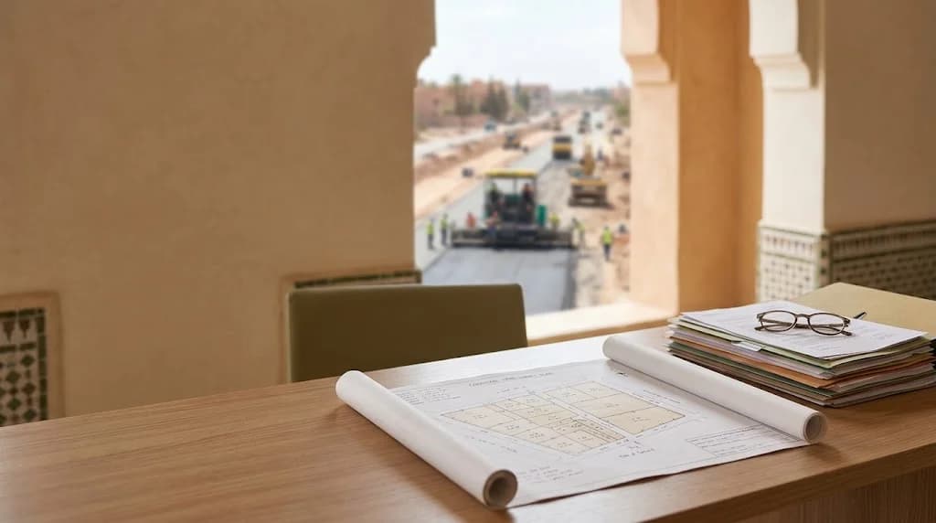 Property documents and cadastral plans reviewed in connection with a public-utility expropriation project in Morocco
