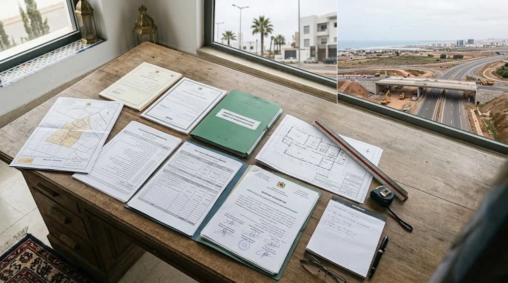 Dossier immobilier et plans cadastraux examinés dans le cadre d'une expropriation pour cause d'utilité publique au Maroc