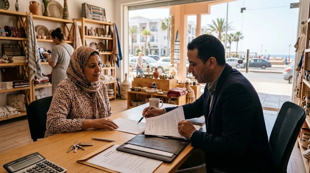 صاحب محل يراجع عقد الكراء التجاري ووثائق الإفراغ في أكادير
