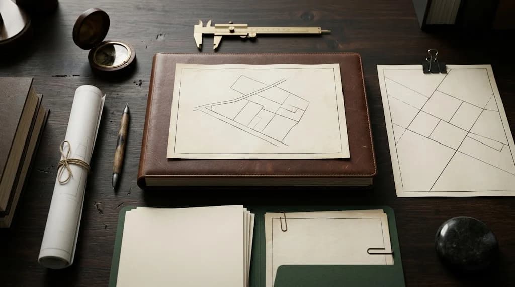 Land registration opposition dossier with property plans and boundary evidence in Morocco