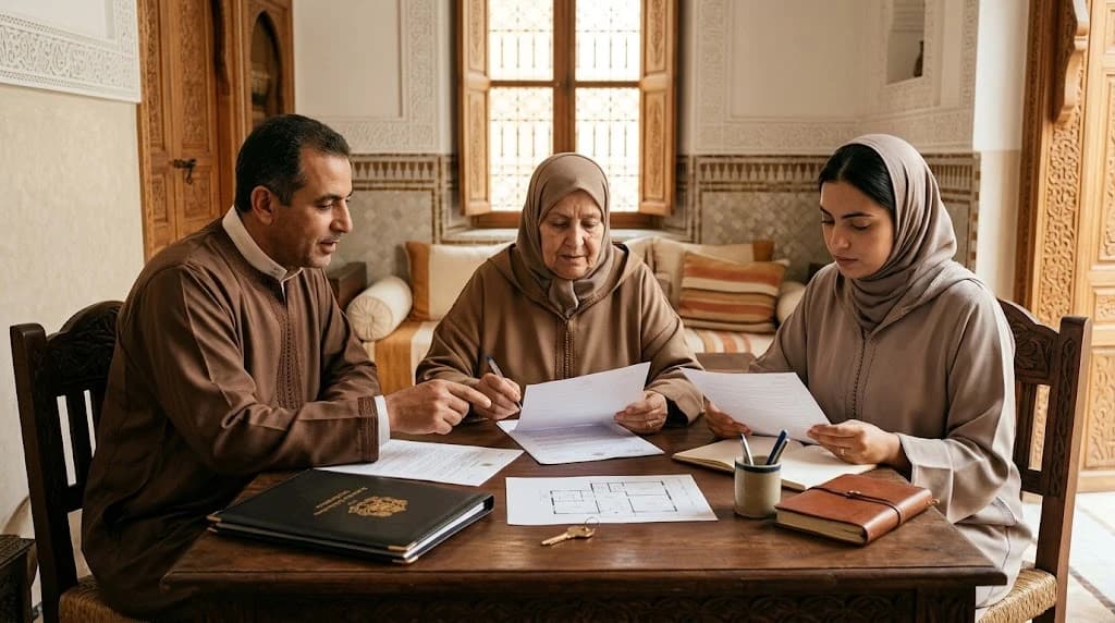 أسرة ترتب وثائق تركة وعقار موروث في المغرب
