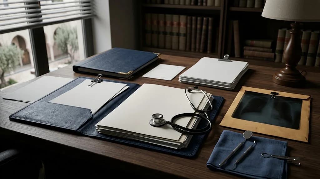 Dossier de responsabilité médicale avec pièces cliniques et éléments de preuve examinés dans un litige au Maroc