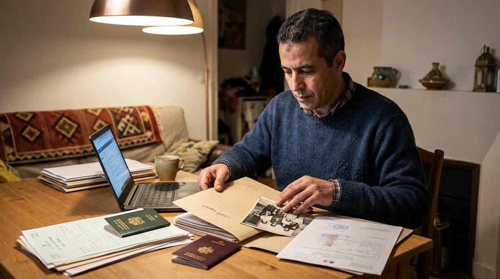 Personne préparant depuis l'étranger les documents nécessaires pour prouver sa nationalité marocaine